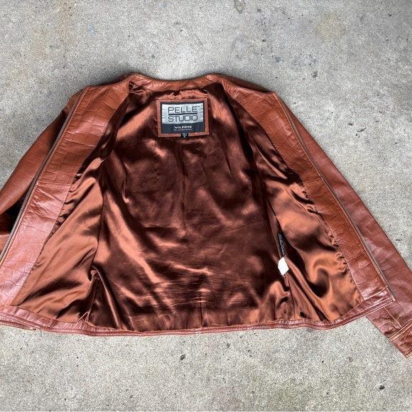 PELLE STUDIO Wilson’s caramel brown leather jacket vintage lightly distressed S - Picture 11 of 16
